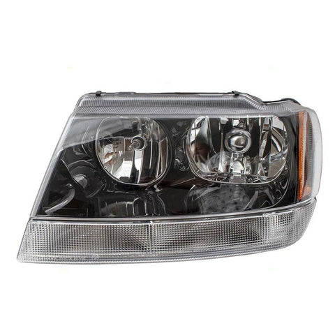 New Drivers Headlight Smoked Bezel Clear Park Lamp for 99-04 Jeep Grand Cherokee
