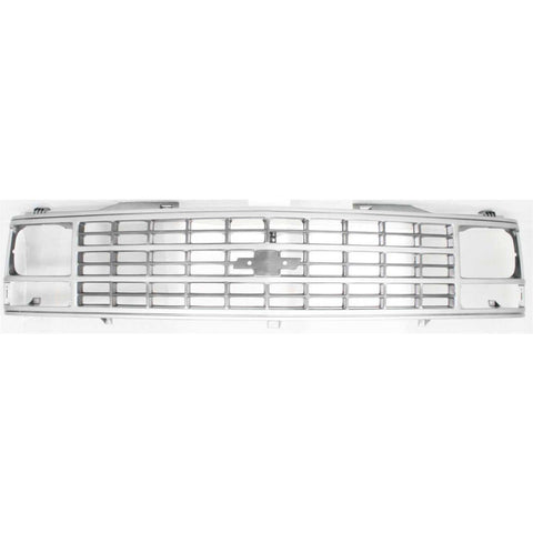 Radiator Grille Silver For 88-93 Chevy Pickup Models w/ Single H/Lamps Excl. WT