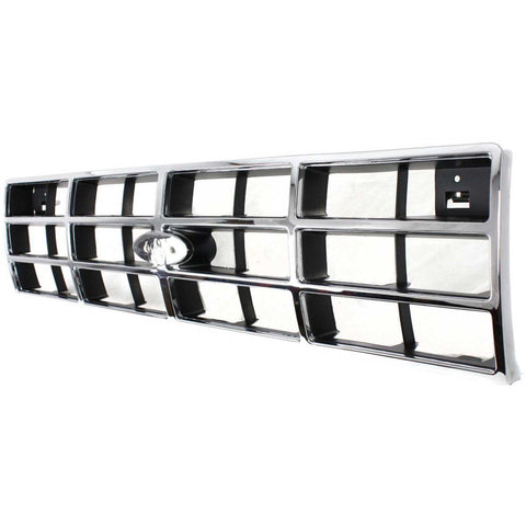 Grille For 89-92 Ford Ranger 89-90 Bronco II Chrome Shell w/ Silver Insert