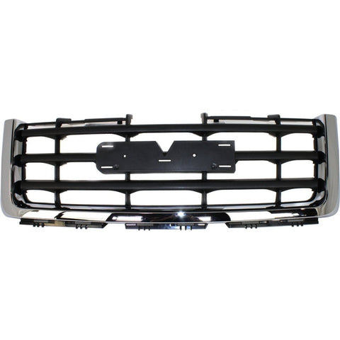 Grille For 2007-2013 GMC Sierra 1500 Chrome Shell w/ Black Insert Plastic