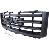 Grille For 2007-2013 GMC Sierra 1500 New Body Style Textured Black Plastic