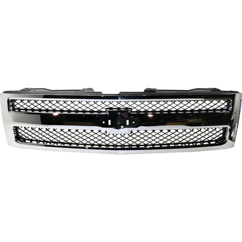 Front Grille Grill Chrome Black Mesh for 07-13 Chevy Silverado fits 25810707