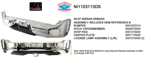 Rear bumper assembly for 2005-2007 NISSAN ARMADA fits NI1103113 / NI1103113