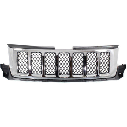 Grille For 2011-2013 Jeep Grand Cherokee Chrome Shell w/ Black Insert Plastic