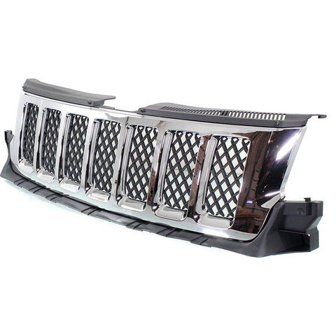 Grille For 2011-2013 Jeep Grand Cherokee Chrome Shell w/ Black Insert Plastic