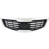 Grille For 2011-2012 Kia Sportage Silver Shell w/ Black Insert Plastic
